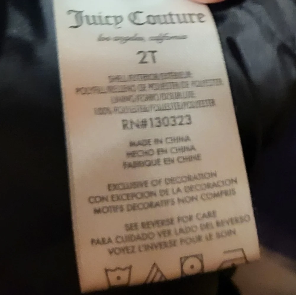 Juicy Couture Black Fur Puffer/ Quilted Toddler Hooded Vest with Gold Accents 2T